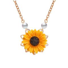 Cheap wish Amazon best seller fashion women necklace gold charm chocker sunflower necklace