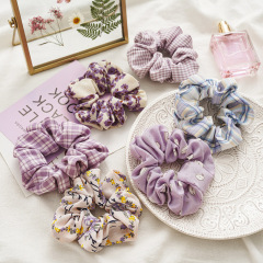 Simple design custom korean ponytail holder elastic chiffon hair scrunchies for girls