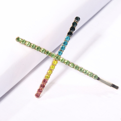 Korean X Cross Pearl Rainbow Crystal Hair Pins For Women Girls Handmade Ethnic CZ Stone