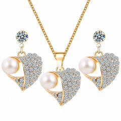 cheap best sell amazon Korean fashion christmas gift jewelry set heart women crystal pearl necklace cheap best sell amazon Korean fashion christmas gift jewelry set heart women crystal pearl necklace