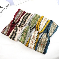 New multicolor retro embroidery beauty hairdresser accessories elastic hair band