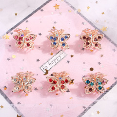 Fashion girls butterfly crystal alloy small rhinestone hair claw clips for children