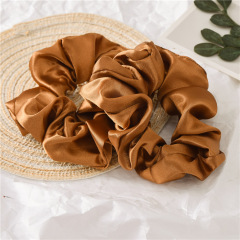 Wholesale Custom Solid Color Women Accessories Fabric Elastic Girls Satin Scrunchies Hair Ties