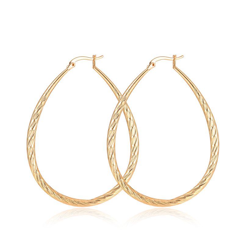 Wholesale fashion 18k gold plated round drop shape copper earrings women