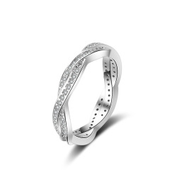 18K Rose Gold Plated Twist Ring Pave Setting Zircon Diamond Engagement Ring