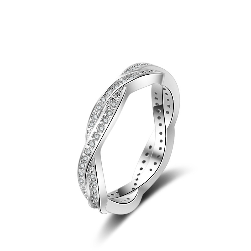 18K Rose Gold Plated Twist Ring Pave Setting Zircon Diamond Engagement Ring 18K Rose Gold Plated Twist Ring Pave Setting Zircon Diamond Engagement Ring