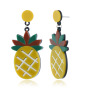 Fashion women fruit earring yellow pineapple acrylic dangle drop earrings