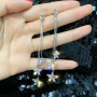 Ladies s925 silver needle earrings long luxury zircon butterfly tassel earrings