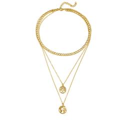 wholesale Amazon ins fashion life tree map gold long chain choker 3 multi layered necklace for women lady girls