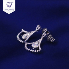 14K 18k  jewelry beaded Teardrop Dangle stu disc Moissanite charm Diamond  earring