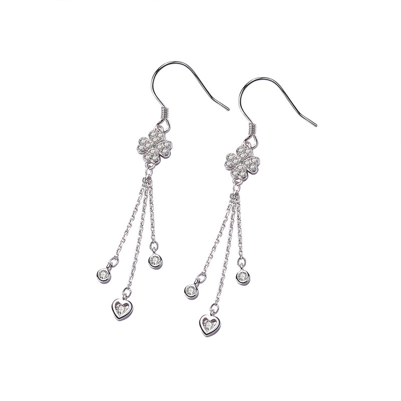 new fashion christmas gift trendy korean women long drop silver earring 925 sterling