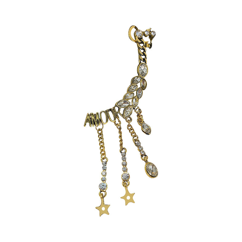 Vintage Diamond Letter Super Fairy Wheat Wings Crystal Tassel Alloy Earring Vintage Diamond Letter Super Fairy Wheat Wings Crystal Tassel Alloy Earring