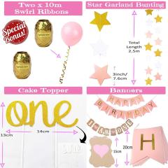 Rose Crown Banner Confetti Latex Balloon 1st birthday party decorations
