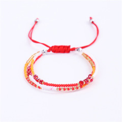 Hot Sale Multilayer Colorful Tiny Beads Handmade Woven Rope Adjustable Bracelet