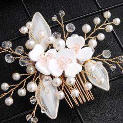 Handmade Rhinestone Pearl Flower Hair Accessories Wedding Bridal Hair Combs