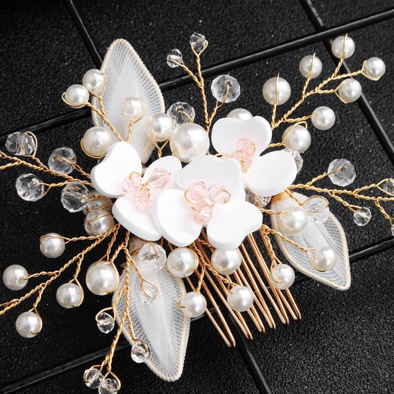 Handmade Rhinestone Pearl Flower Hair Accessories Wedding Bridal Hair Combs Handmade Rhinestone Pearl Flower Hair Accessories Wedding Bridal Hair Combs