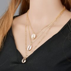 Custom gold silver shell jewelry chunky design multi layered choker necklace
