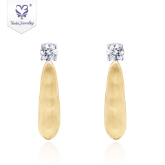 Fashion water drop golden jewelry pure yellow gold 18k moissanite necklace