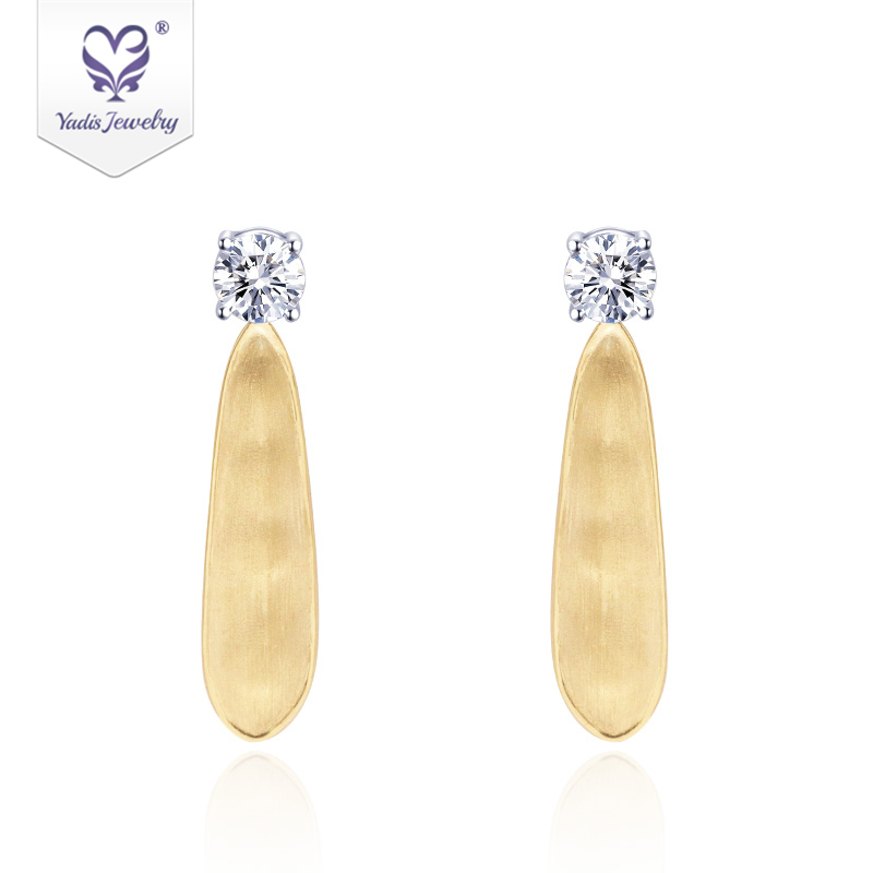 Fashion water drop golden jewelry pure yellow gold 18k moissanite necklace
