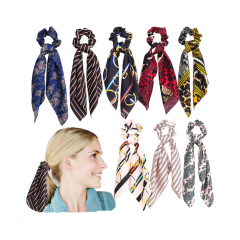 8 pcs Hair girl Scrunchies Stain Elastic Hair Bands Bowknot Women Hair Ties Ponytail Holder Silk Scrunchy