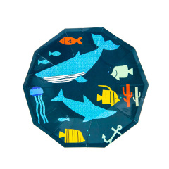 Bule Disposable Tableware supplies boy Kids whale sea animal party cutlery paper plates