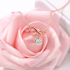 Hot  925 Sterling Silver Infinity Symbol moissanite 14k gold diamond necklace