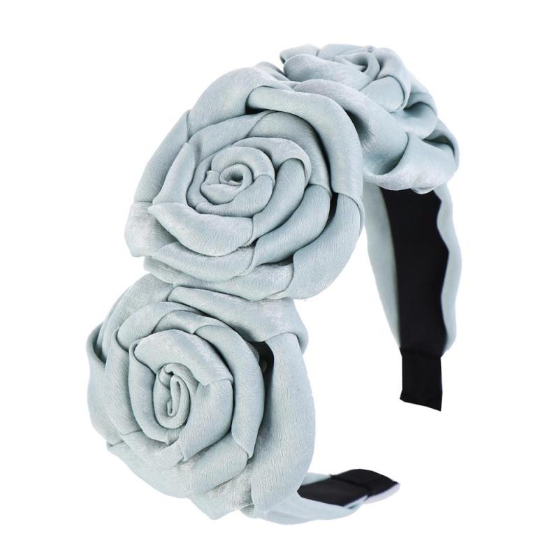 Wholesale solid color satin flower headbands for women hair holder rose crossed knot headband Wholesale solid color satin flower headbands for women hair holder rose crossed knot headband