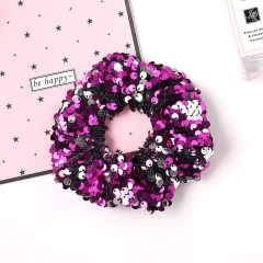 Wholesale factory two color mermaid fish scale sequin hair scrunchies broad large intestine hair ties elastic hair band