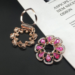 amazon korean luxury fashion alloy circle round girls bling rhinestone crystal hijab scarf ring buckle brooches for women lady