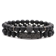 Wholesale 2pcs/set Handmade Men or Women Custom Fashion Zircon Jewelry Natural Stones Beaded Bracelets