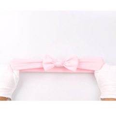 3pcs wholesale girl bow plain elastic polyester hair band headbands set