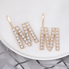 New single word bling hair accessories custom rhinestone hair pins clips for women daily life
