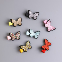 wholesale korean butterfly shape child baby kid girls sequin fabric hair clips