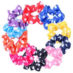 Wholesale Dot Print Satin Fabric Colorful Hair Elastic Band Accessories Hair Scrunchies