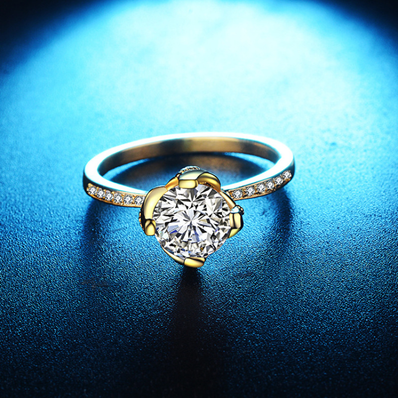 Gold Plated Square Crystal Cubic Zirconia Engagement Wedding Infinity Ring Gold Plated Square Crystal Cubic Zirconia Engagement Wedding Infinity Ring