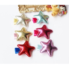 PU star shape fabric decoration gold star hair clip making accessoriesfor little girls