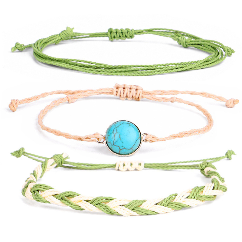 2019 custom adjustable blue opal stone cotton woven friendship bracelet 2019 custom adjustable blue opal stone cotton woven friendship bracelet