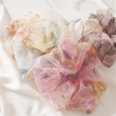 Spring and summer new thin organza yarn psychedelic color oversized hair scrunchies Spring and summer new thin organza yarn psychedelic color oversized hair scrunchies