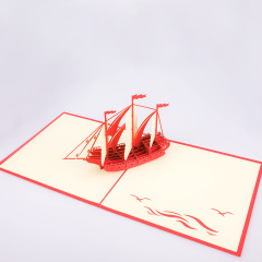 2019 custom handmade Blessing boating 3d gift pop up greeting card for new year christmas