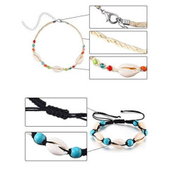 2019 Custom foot hand sea shell adjustable rope bohemia bracelet set for women