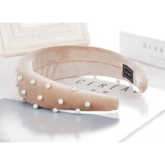 2020 amazon ins designer thick sponge velvet wide pearl hairbands headbands for women girls