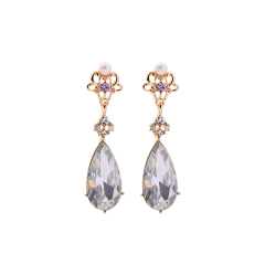 2019 stainless steel silver water drop vintage geometric crystal earrings