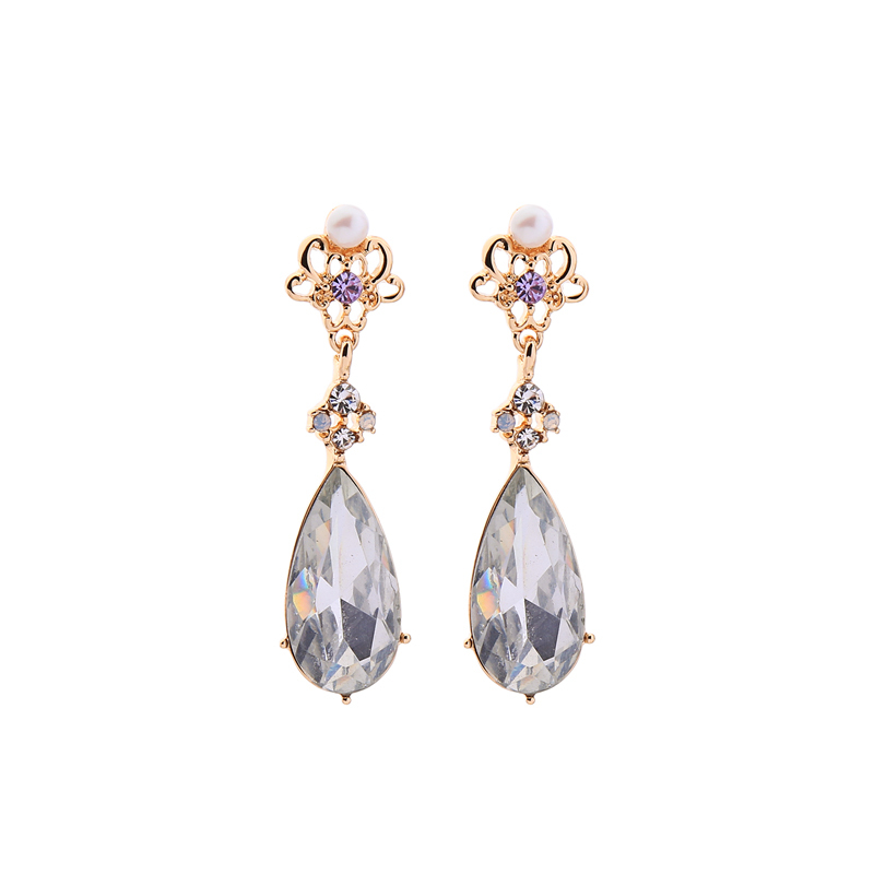 2019 stainless steel silver water drop vintage geometric crystal earrings