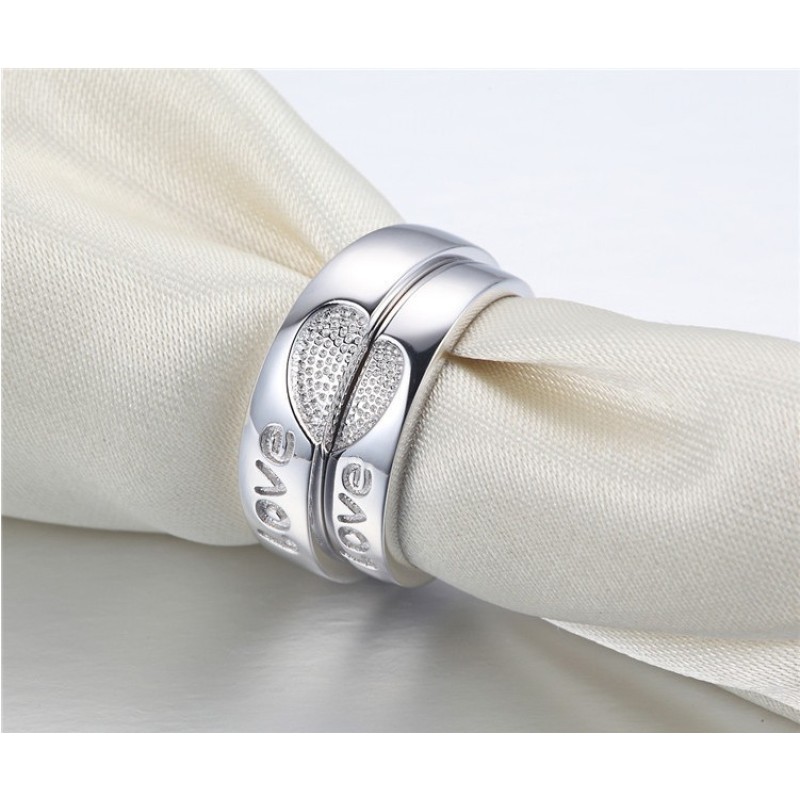 Romantic Silver Jewelry Exaggerated Love Stamped European Wedding Band Ring