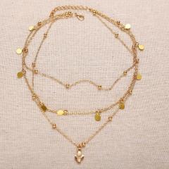 Bohemian mini cactus Chain Sequin Tassel Pendant jewelry gold choker necklace for women