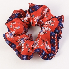 spring and summer Korean new retro printed floral simple girls chiffon fabric hair scrunchies