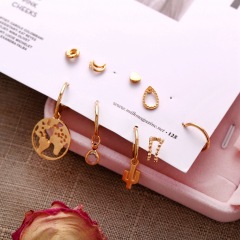 amazon ins women fashion trendy gold plated heart map stud earring set for lady girls gift with loop