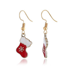 Wholesale fashion alloy paint snowflake christmas stocking women earrings