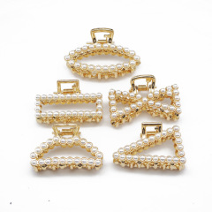 Amazon Hot Ladies Hair Claw Accessories Bow Shaped Golden Pearl Metal Hair Claw Clip Amazon Hot Ladies Hair Claw Accessories Bow Shaped Golden Pearl Metal Hair Claw Clip