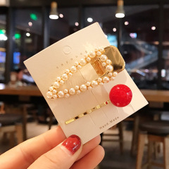 Wholesale fashion custom cute women girls heart circle metal pearl hair clips